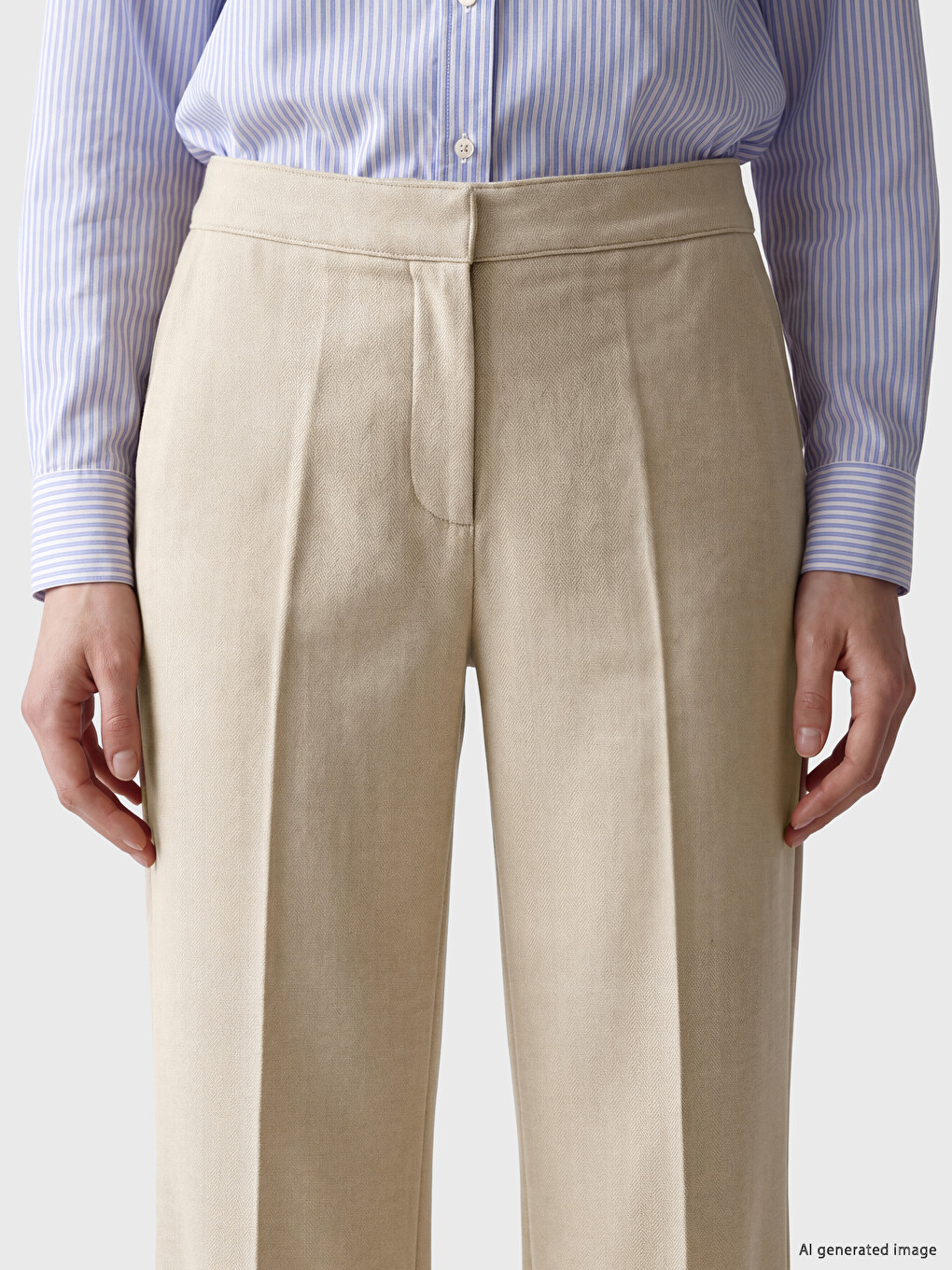 Bej Regular Fit Kadın Pantolon-2