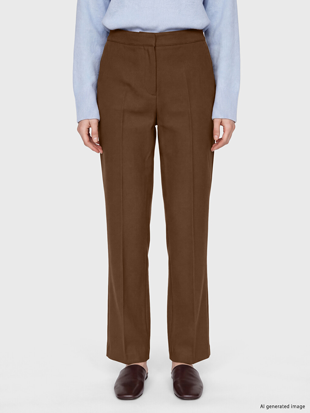 Kahverengi Regular Fit Kadın Pantolon-1