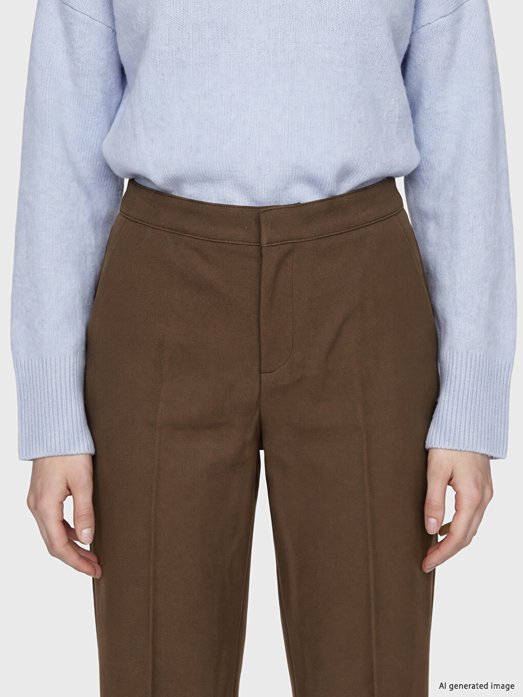 Kahverengi Regular Fit Kadın Pantolon-2
