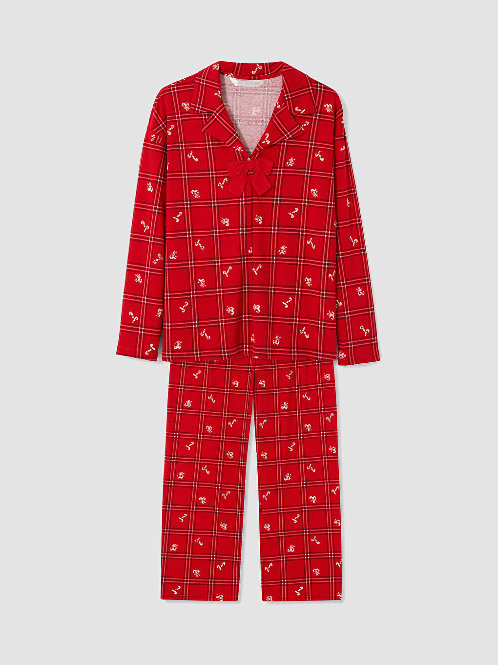 Kırmızı Yılbaşı Temalı Kadın Pijama Takım