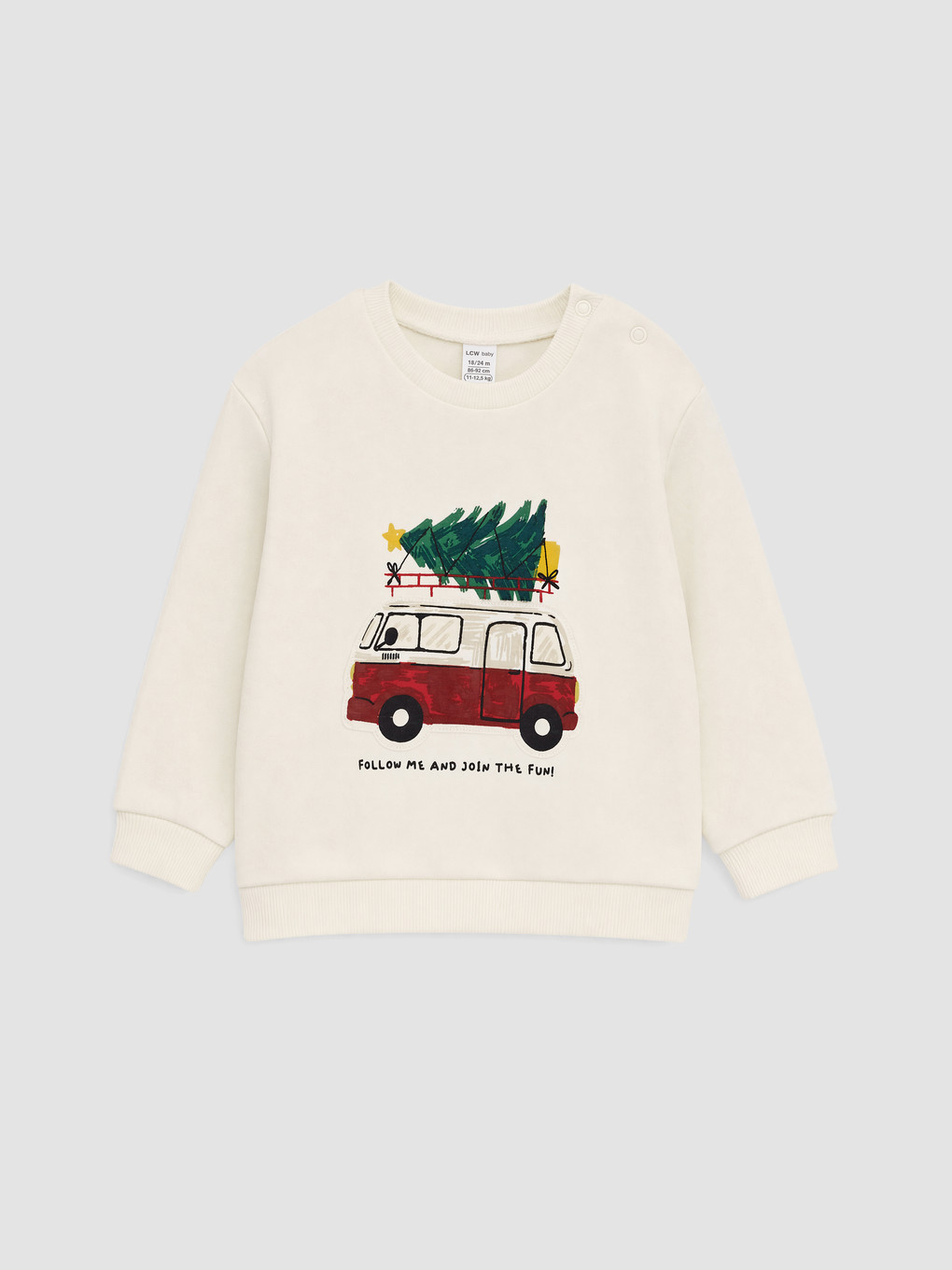 Ekru Yeni Yıl Temalı Erkek Bebek Sweatshirt
