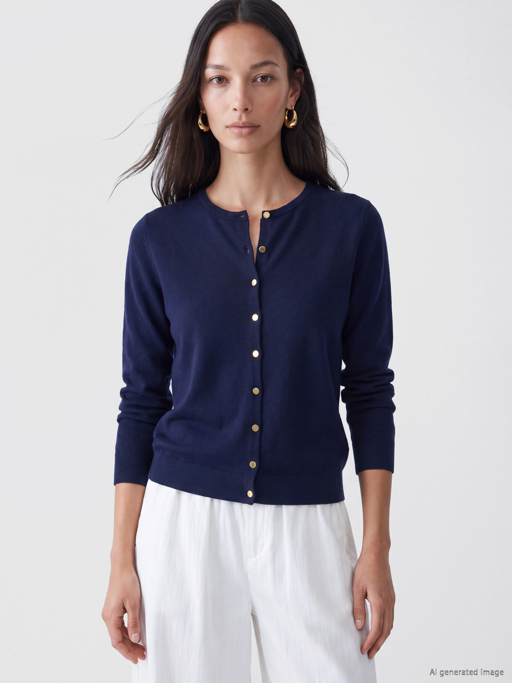 Crew Neck Women's Knitwear Cardigan