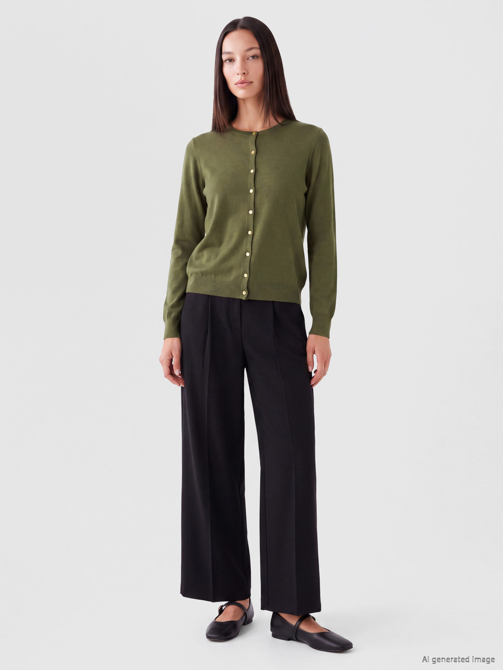 Crew Neck Women's Knitwear Cardigan-1