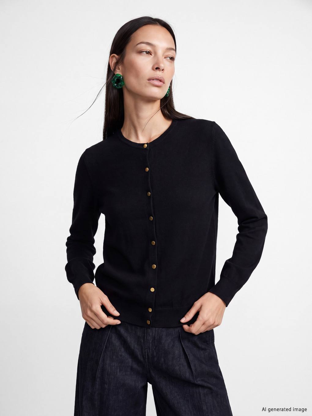 Crew Neck Women's Knitwear Cardigan