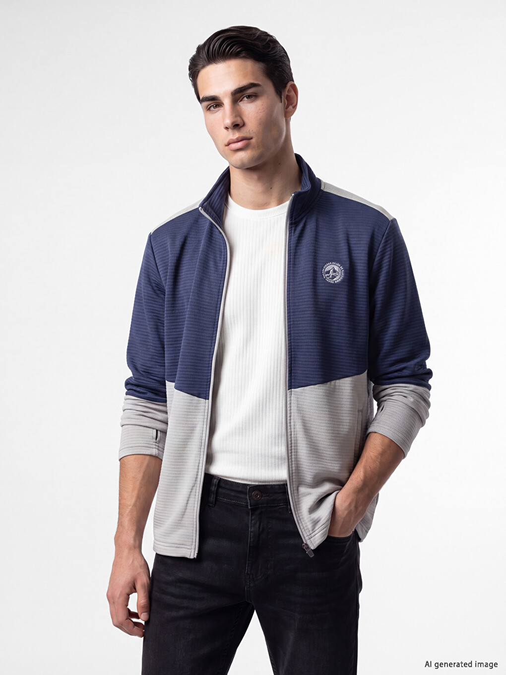 Mock Neck Men's Zip-up Sweatshirt