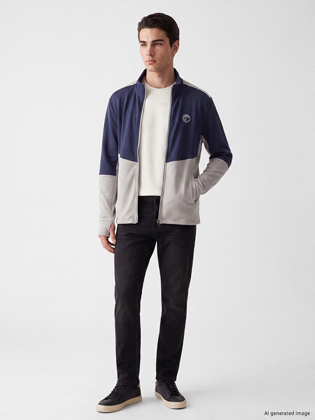 Mock Neck Men's Zip-up Sweatshirt-1