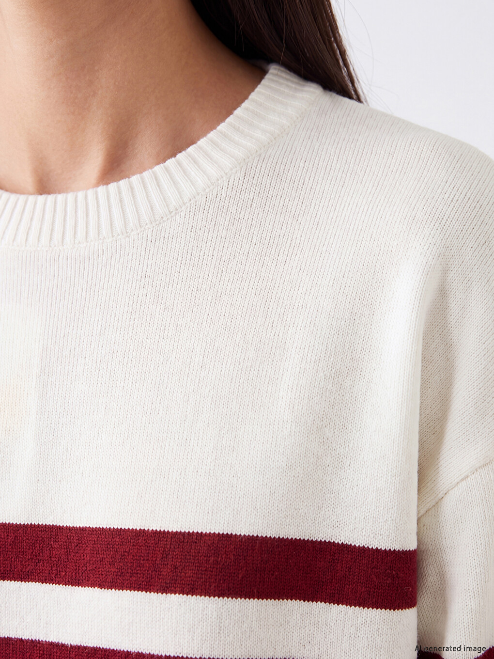 Crew Neck Striped Women's Sweater-2
