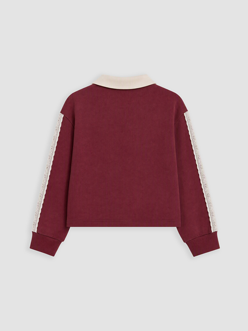 Bordo Polo Yaka Nakışlı Kız Çocuk Takım-3