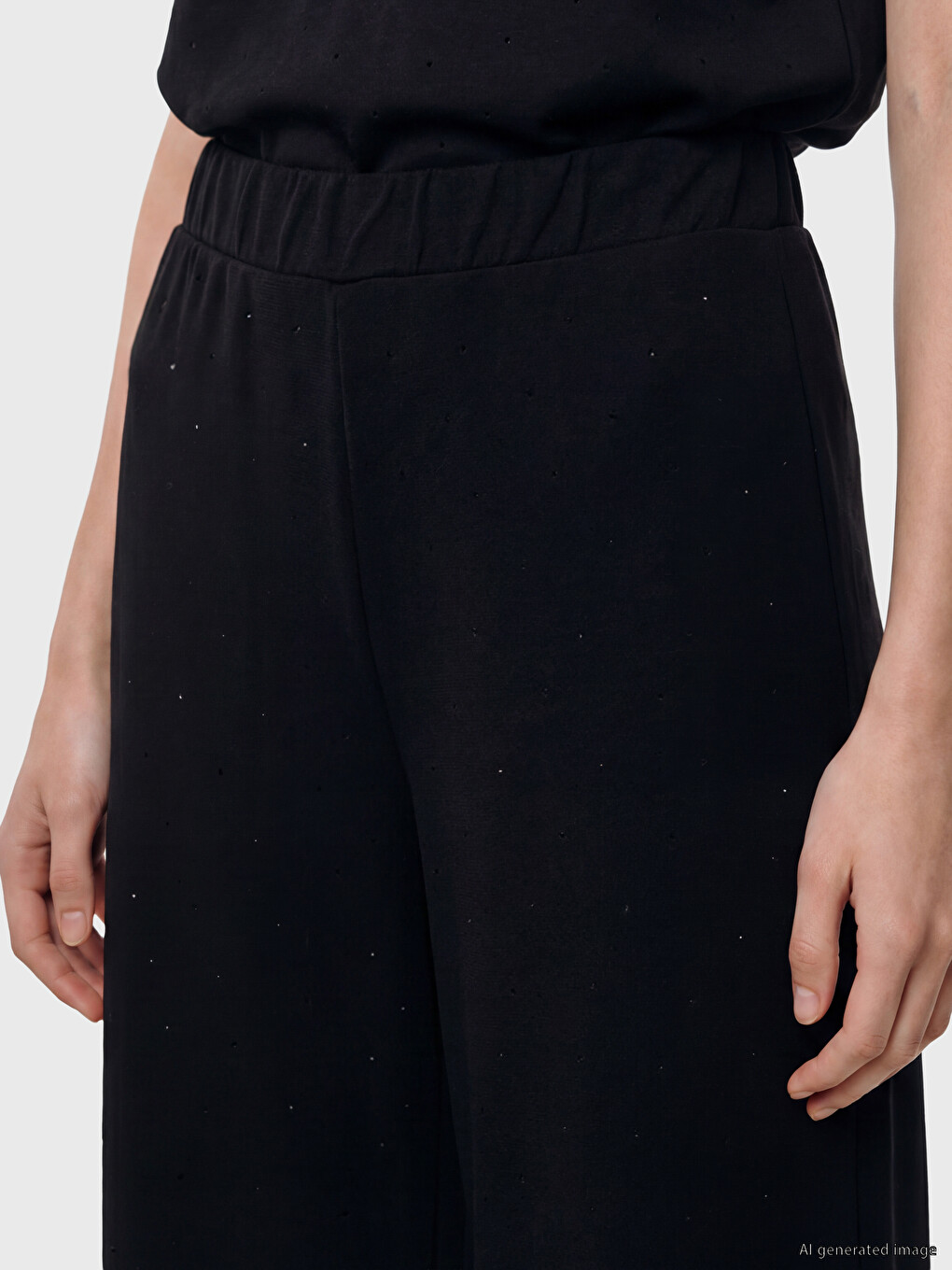 Siyah Taşlı Soft Touch Kadın Pantolon-2