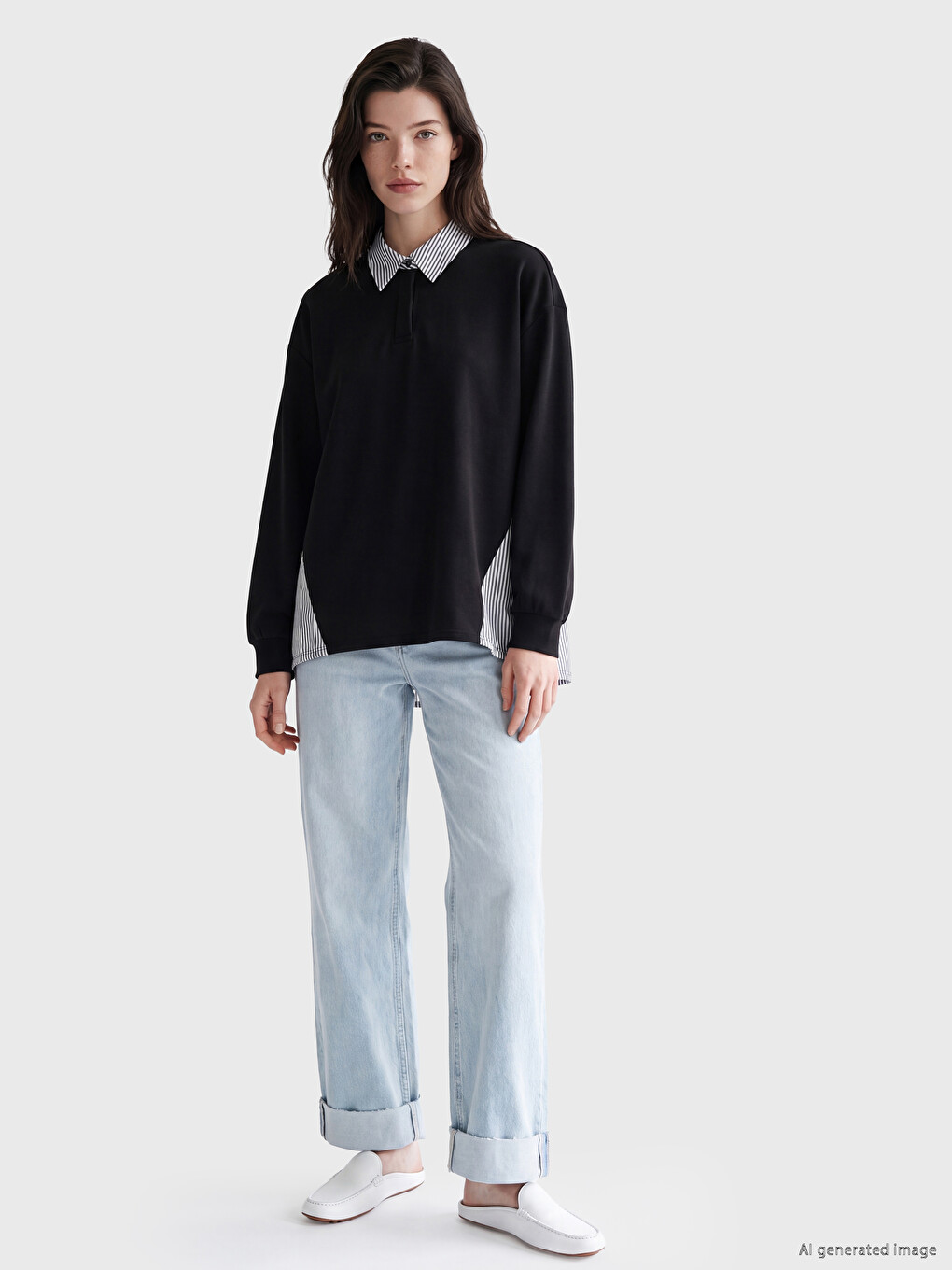Collared Neck Women's Sweatshirt-1