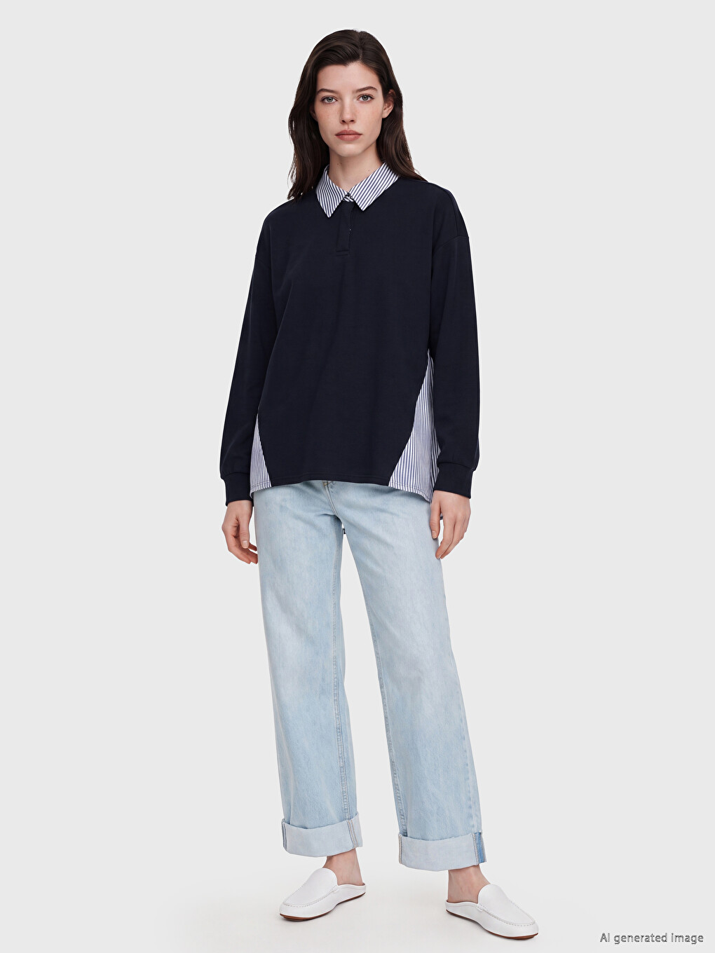 Collared Neck Women's Sweatshirt-1