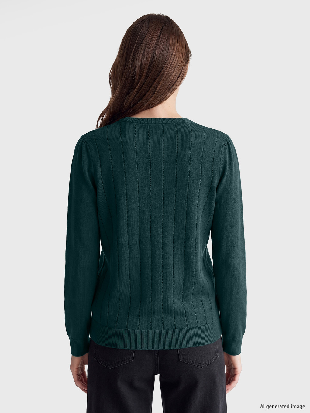 Crew Neck Striped Women's Knitwear Sweater-3
