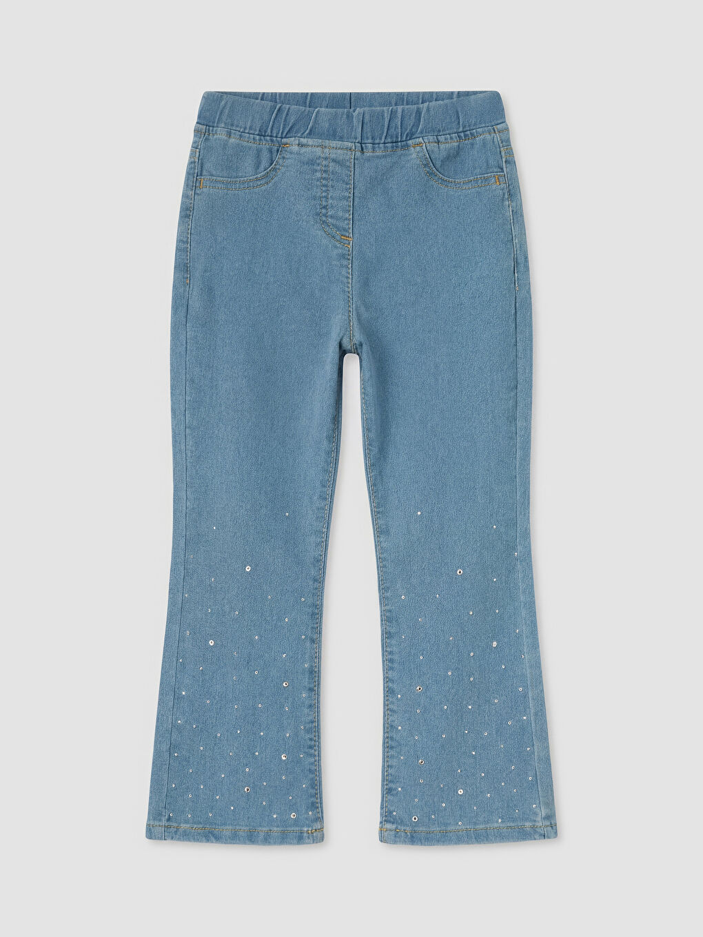 İndigo Slim Fit Taş İşlemeli Kız Çocuk Jean Pantolon