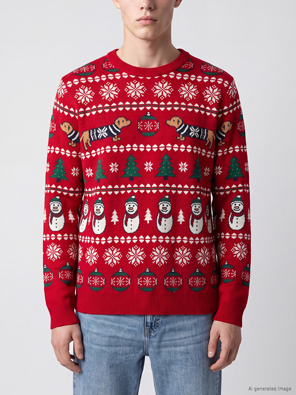 Crew Neck New Year Printed Men's Knitwear Sweater-2