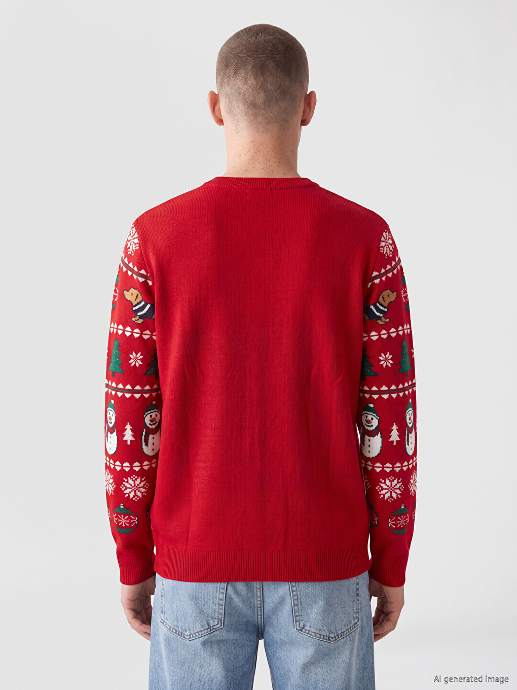 Crew Neck New Year Printed Men's Knitwear Sweater-3