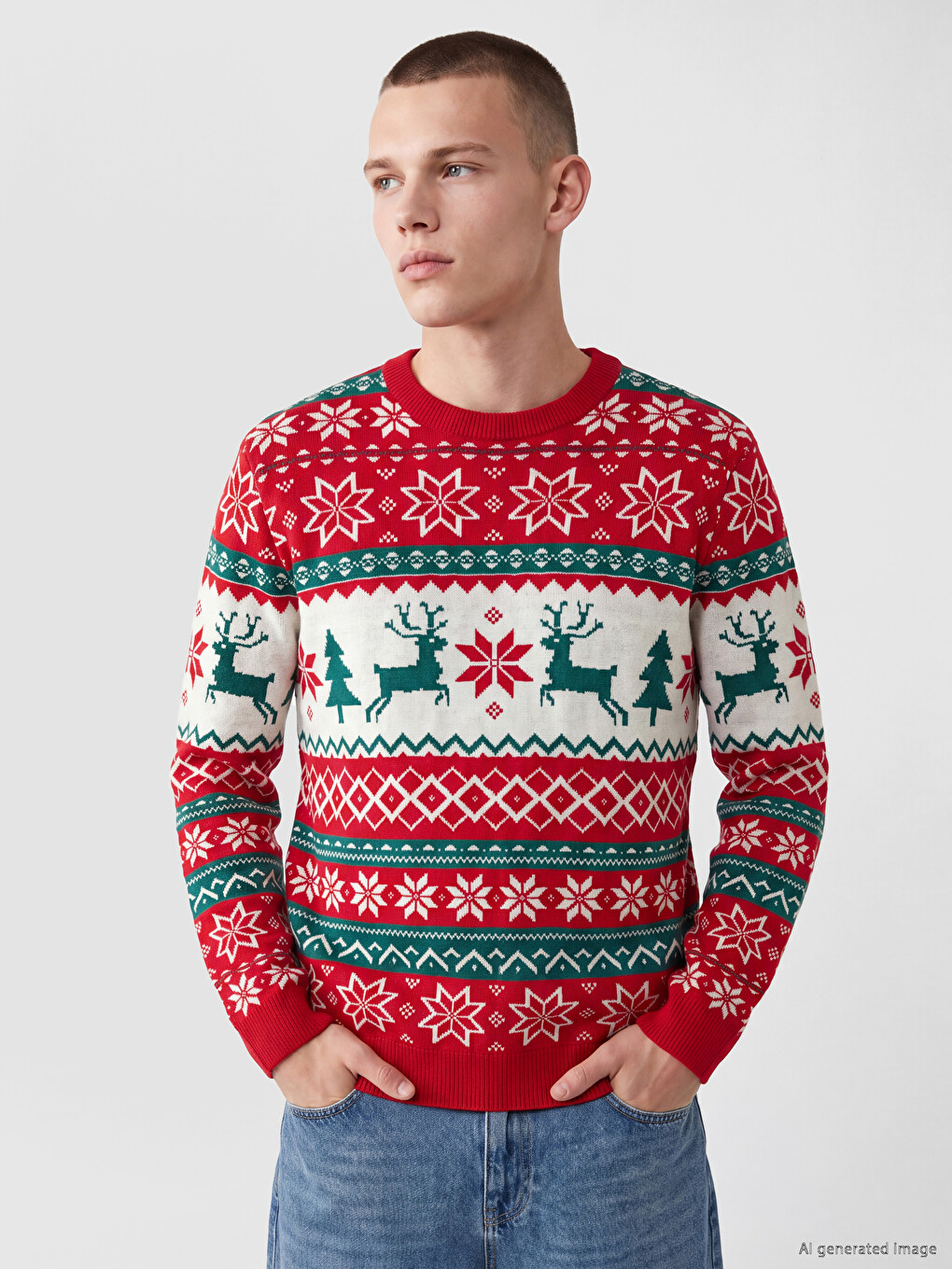 New Year's Themed Men's Knitwear Sweater