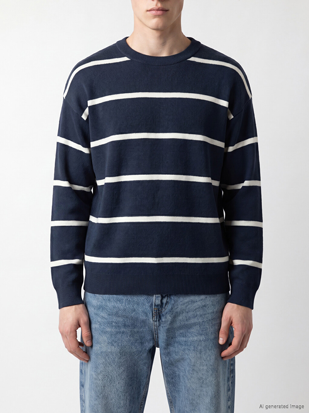 Crew Neck Striped Men's Knitwear Sweater-2
