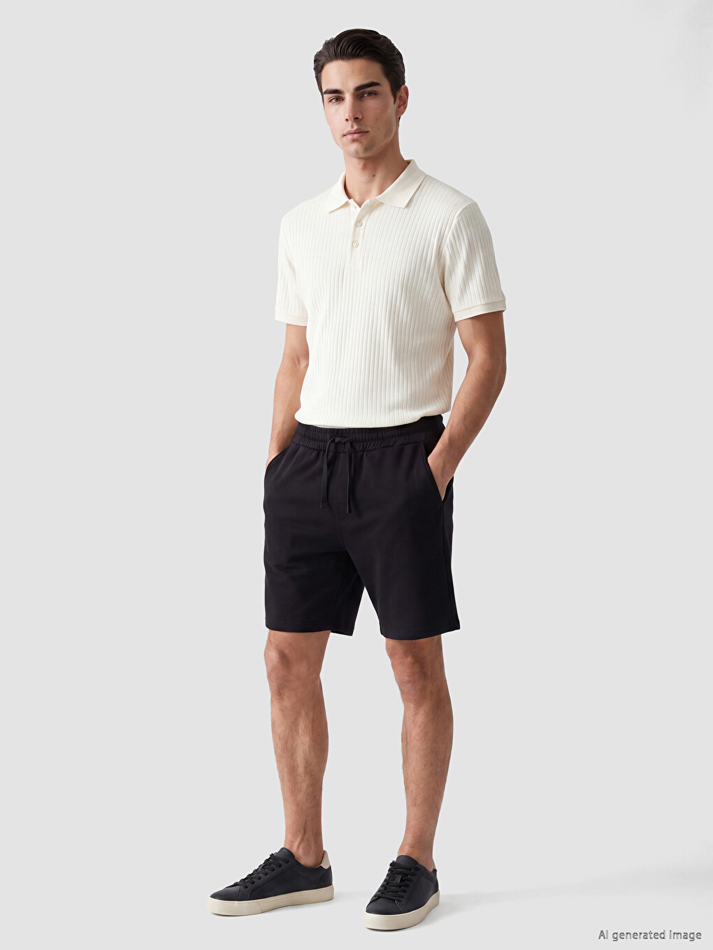 Siyah Regular Fit Erkek Şort-1