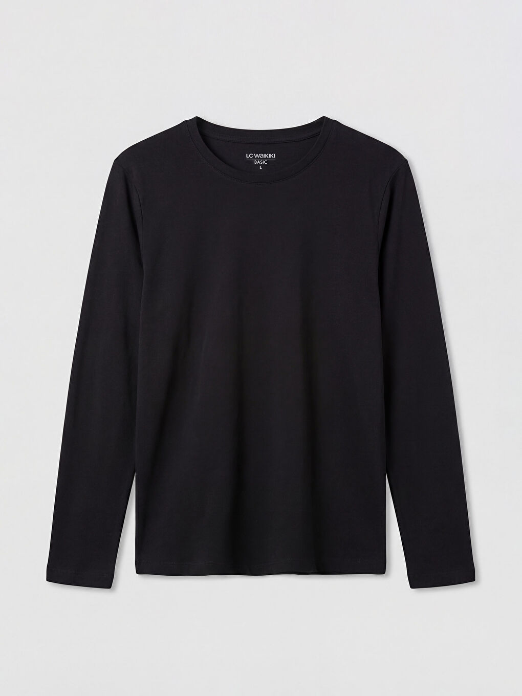 Siyah Bisiklet Yaka Ribana Erkek Tişört