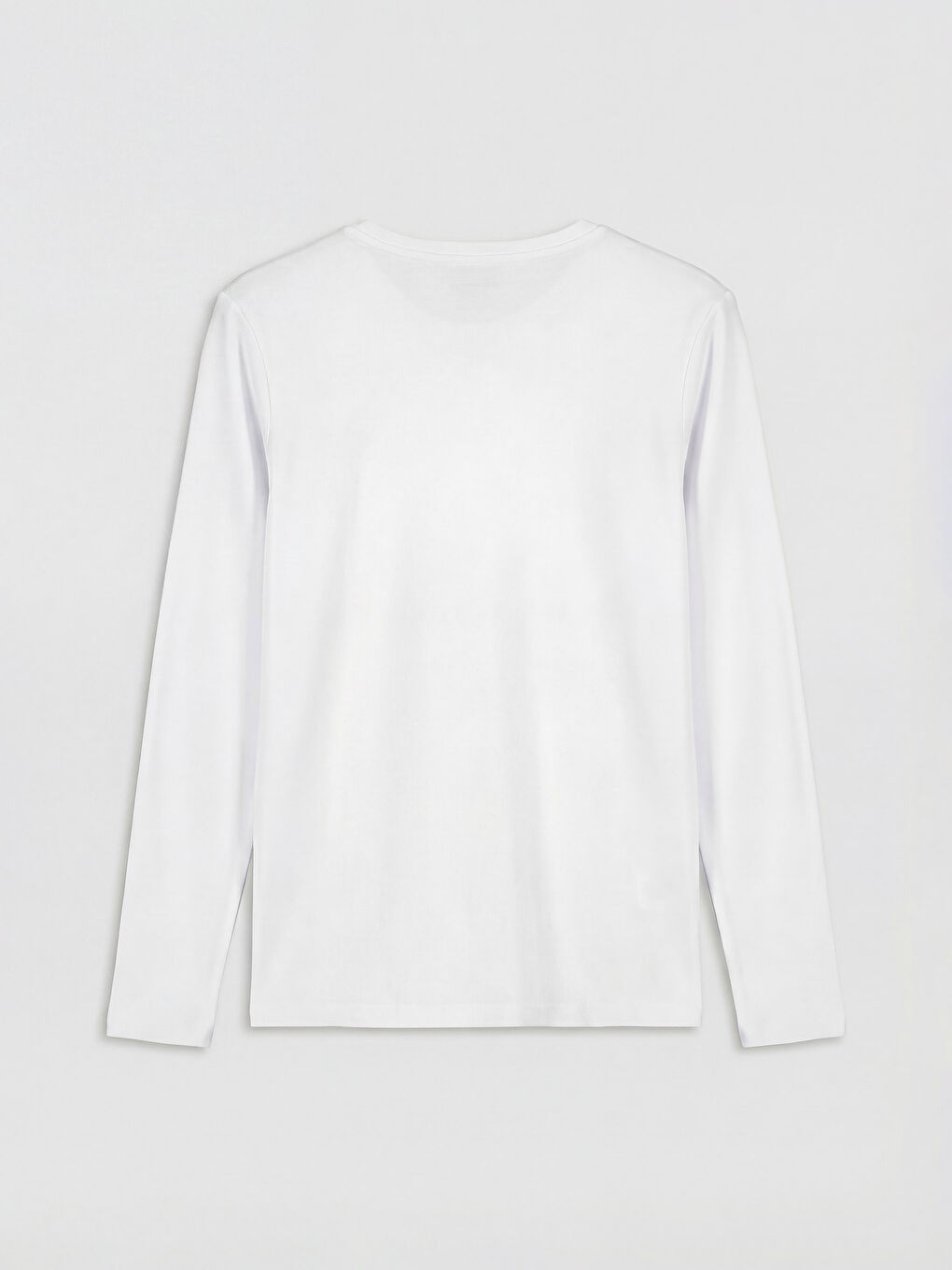 Beyaz Bisiklet Yaka Ribana Erkek Tişört-5