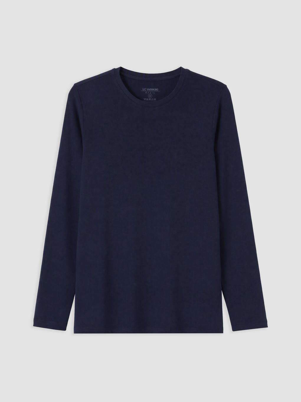Crew Neck Long Sleeve Rib Men's T-shirt-4