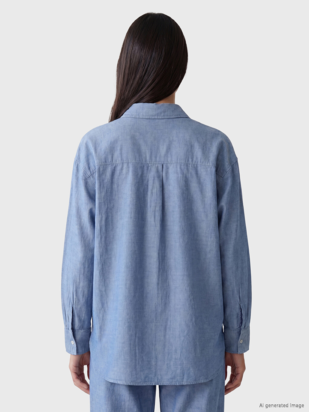 Oversize Women's Denim Shirt-3