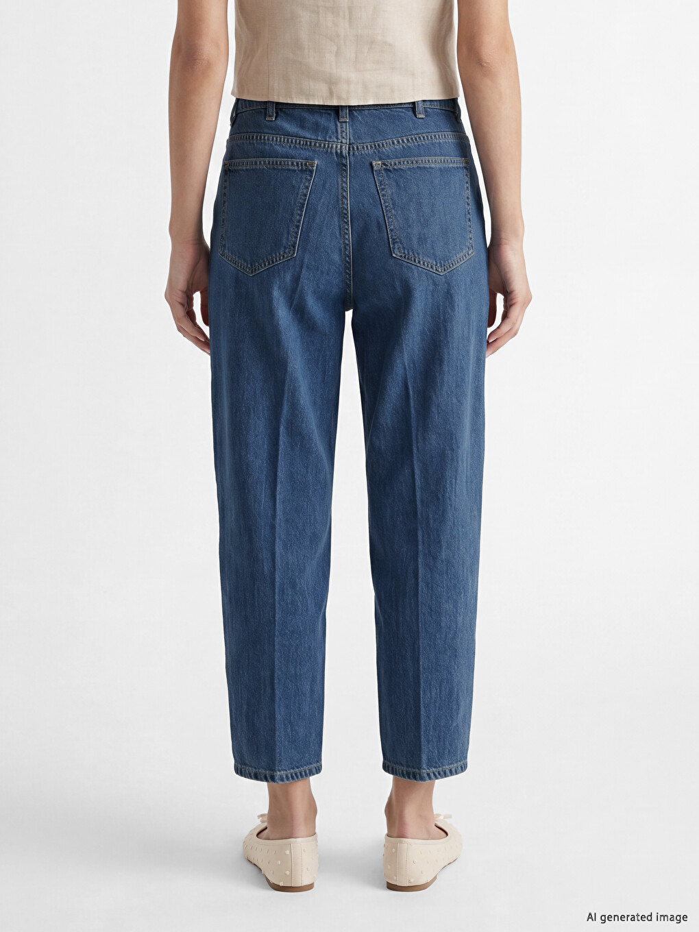 İndigo Barrel Fit Kadın Jean Pantolon-3