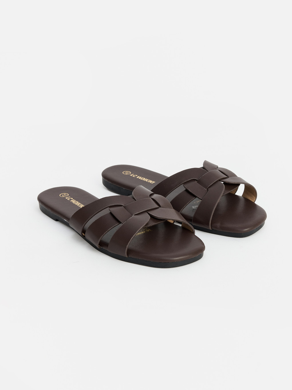 Faux Leather Cross Strap Women's Slipper