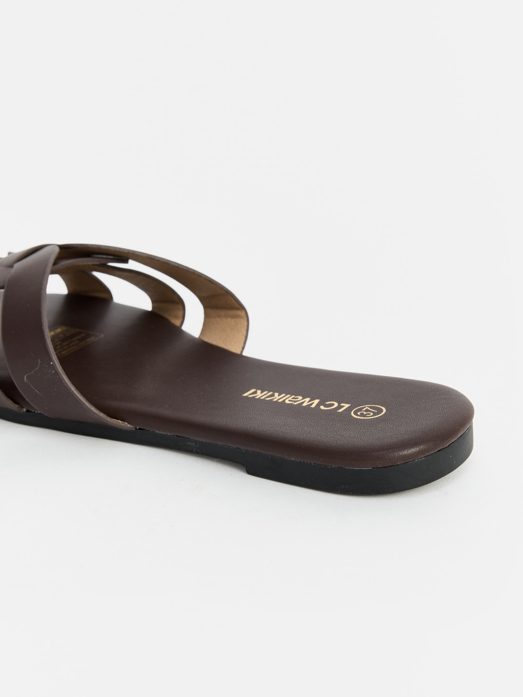 Faux Leather Cross Strap Women's Slipper-2