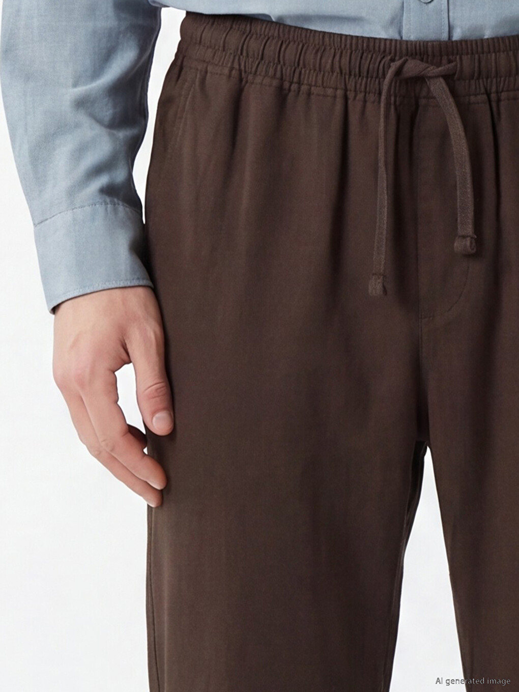 Kahverengi Relax Fit Dokulu Erkek Pantolon-2