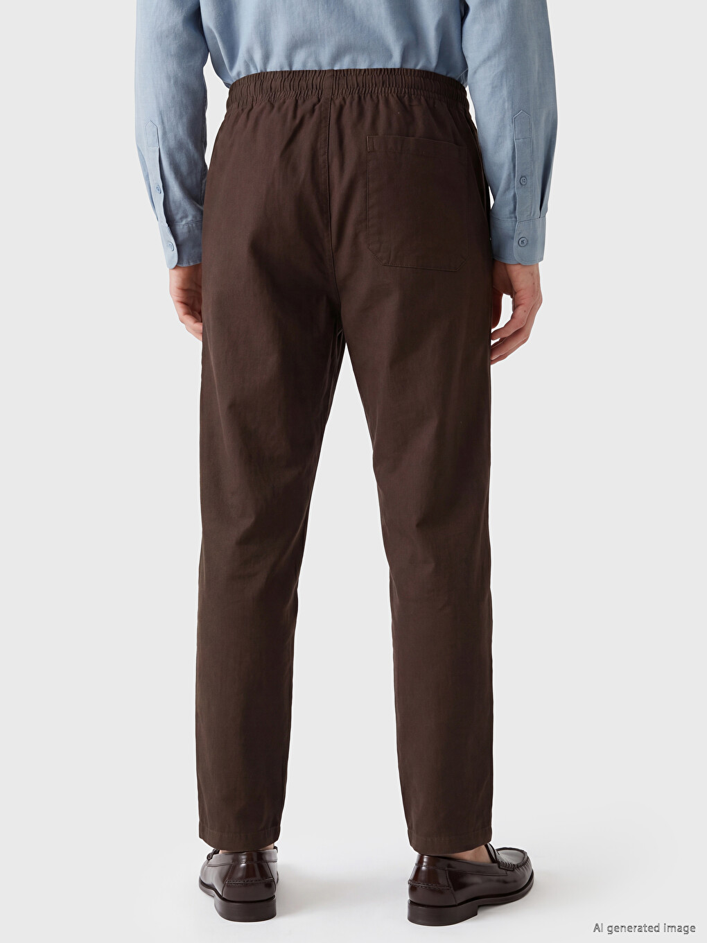 Kahverengi Relax Fit Dokulu Erkek Pantolon-3