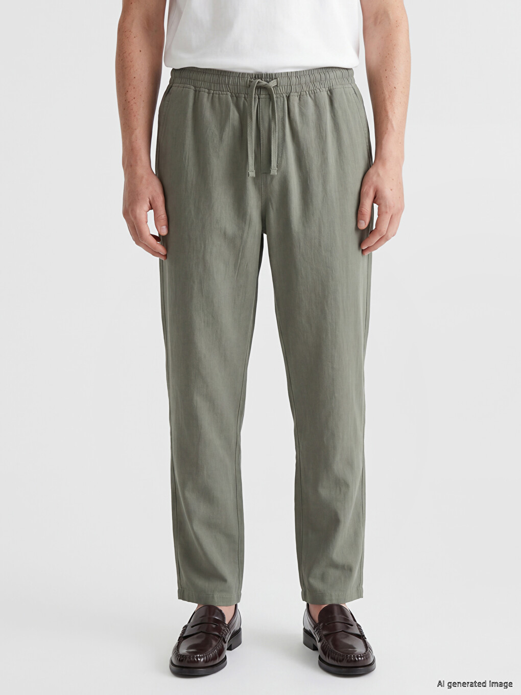 Haki Relax Fit Dokulu Erkek Pantolon-1