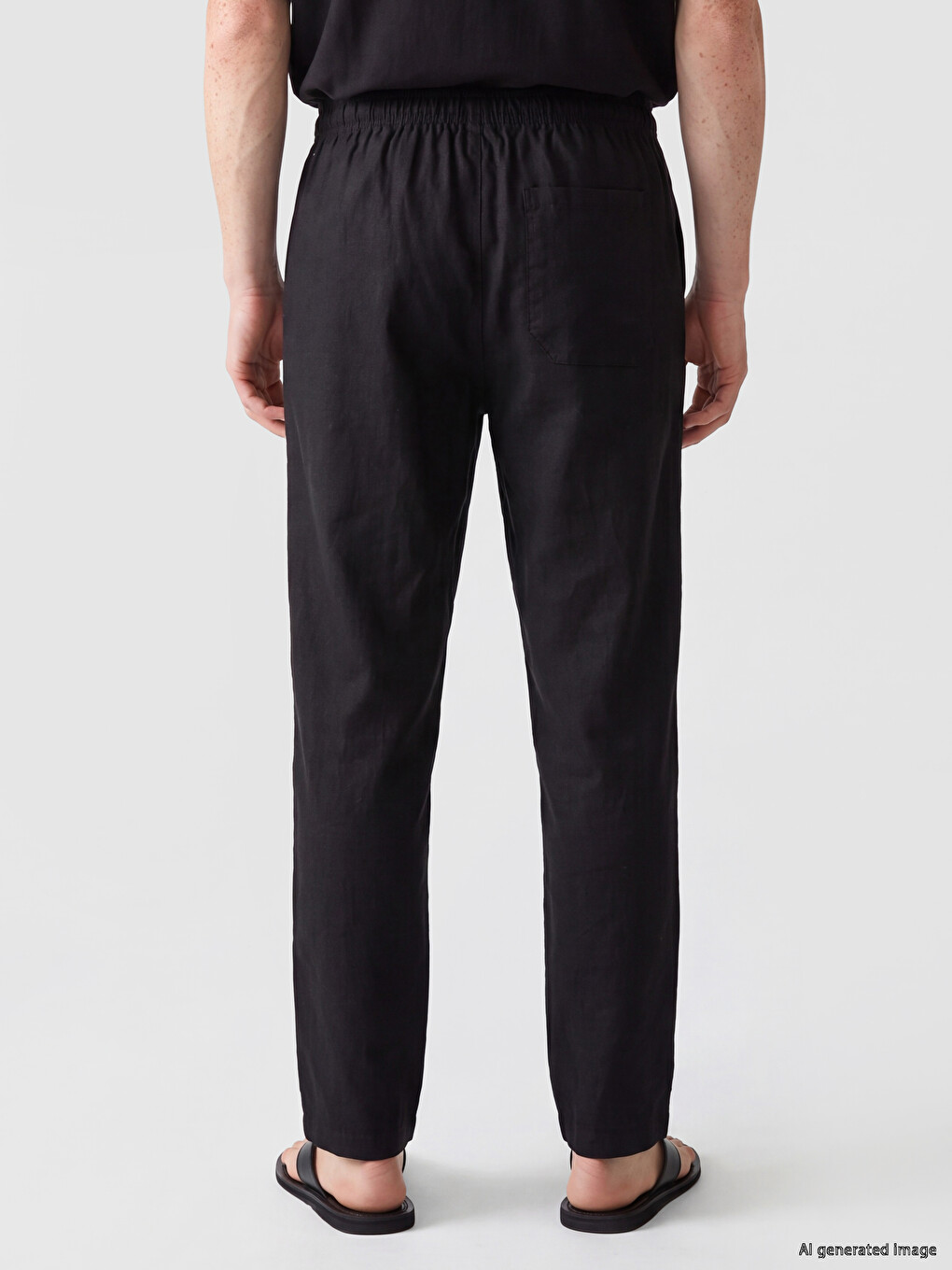 Siyah Relax Fit Dokulu Erkek Pantolon-3