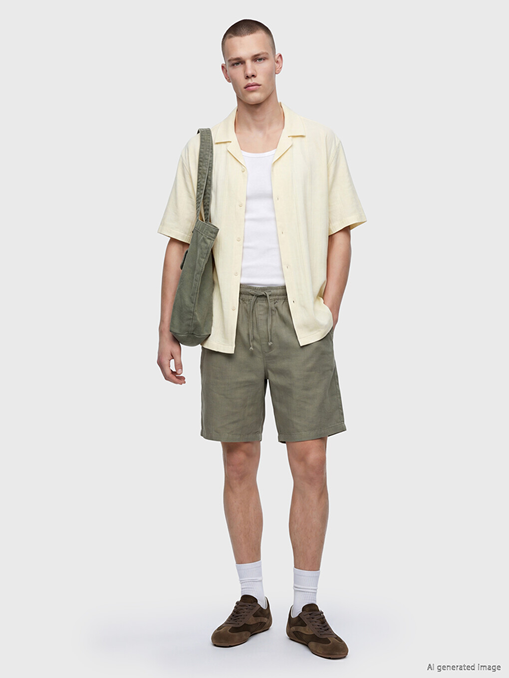 Haki Regular Fit Erkek Şort-1