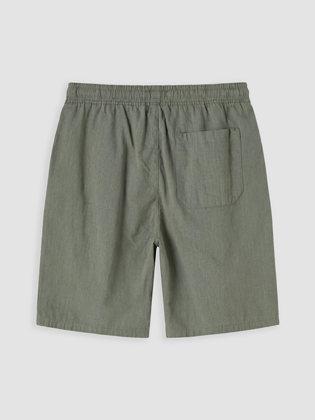 Haki Regular Fit Keten Görünümlü Erkek Şort-2