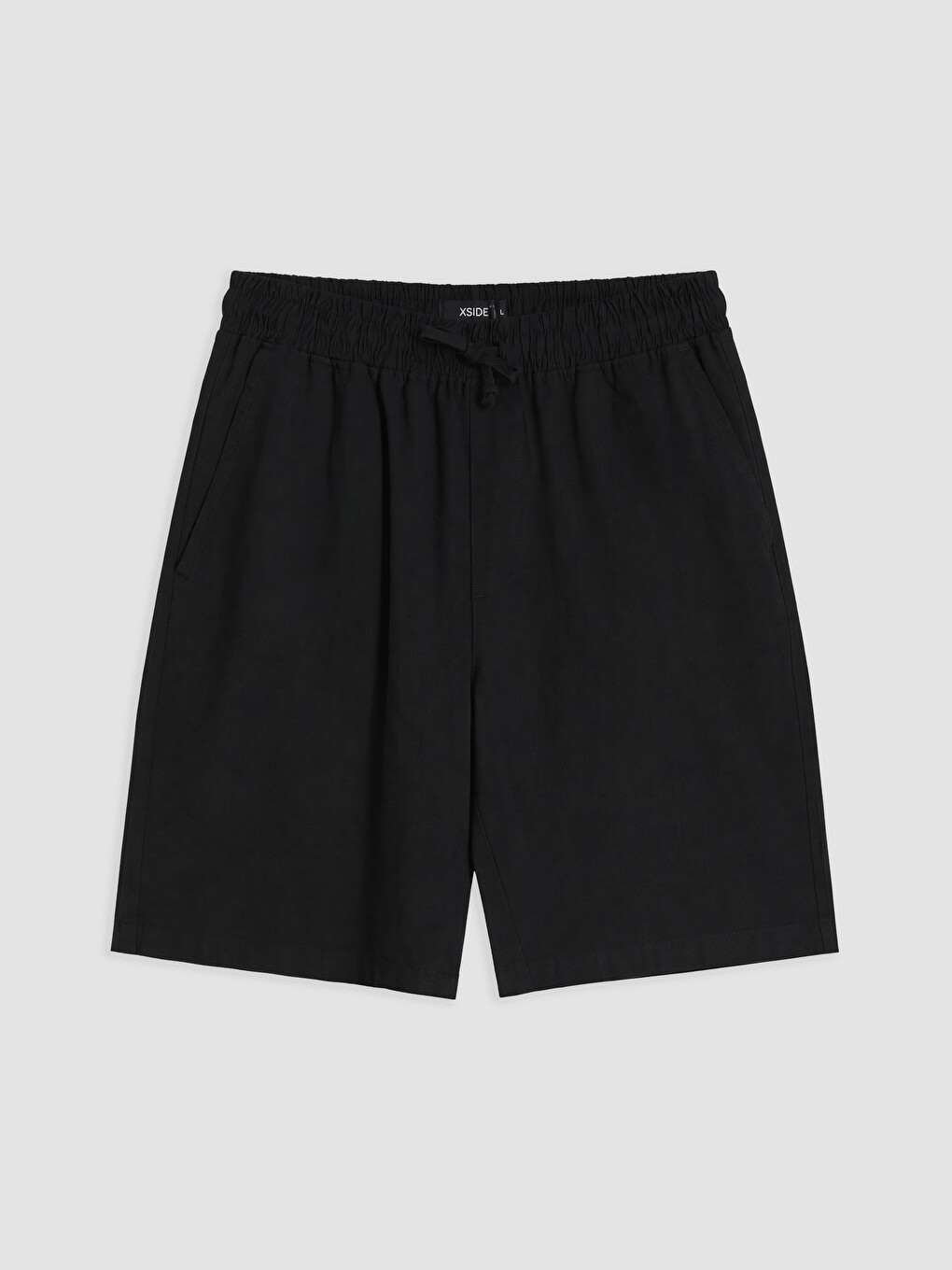 Siyah Regular Fit Keten Görünümlü Erkek Şort