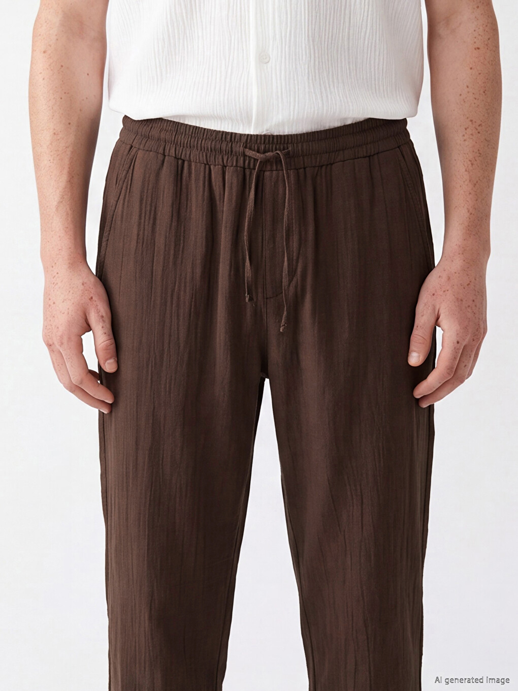 Kahverengi Regular Fit Erkek Dokulu Pantolon-2