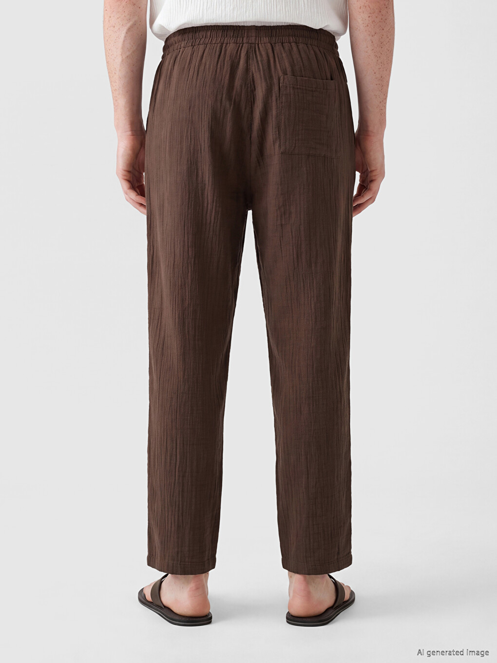 Kahverengi Regular Fit Erkek Dokulu Pantolon-3