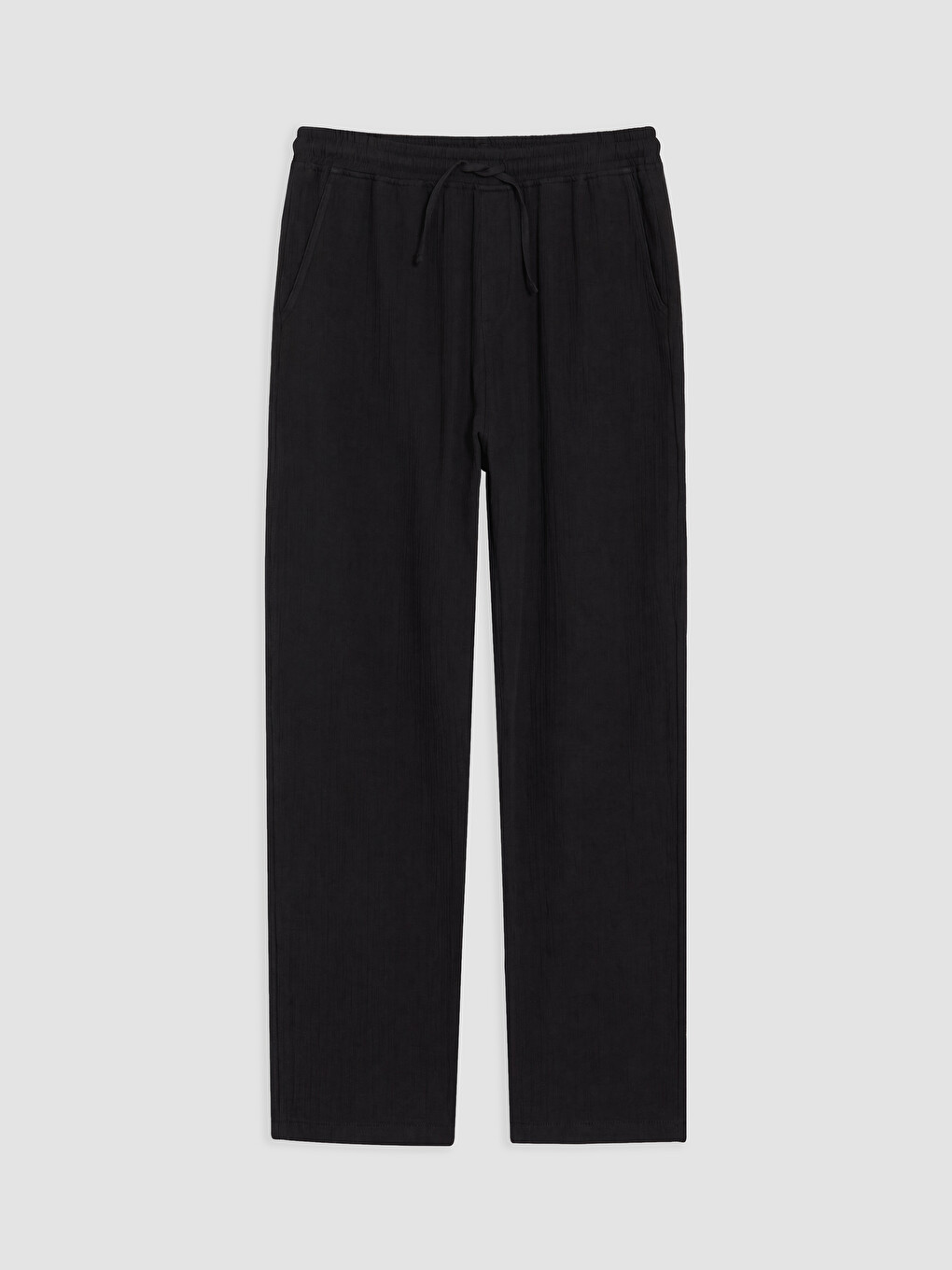 Siyah Regular Fit Erkek Dokulu Pantolon