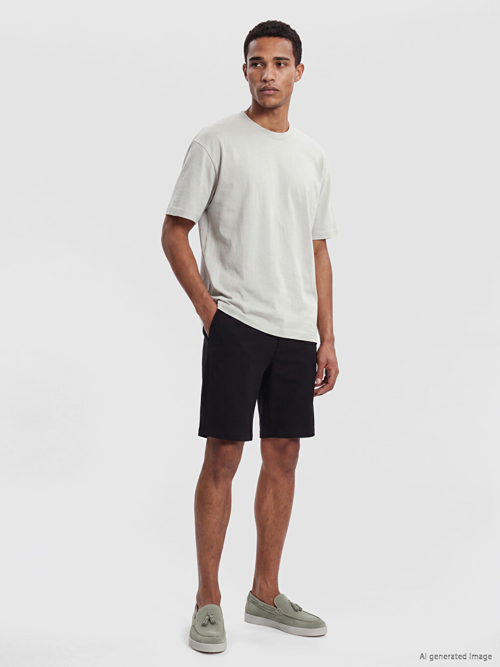 Siyah Regular Fit Erkek Şort-1