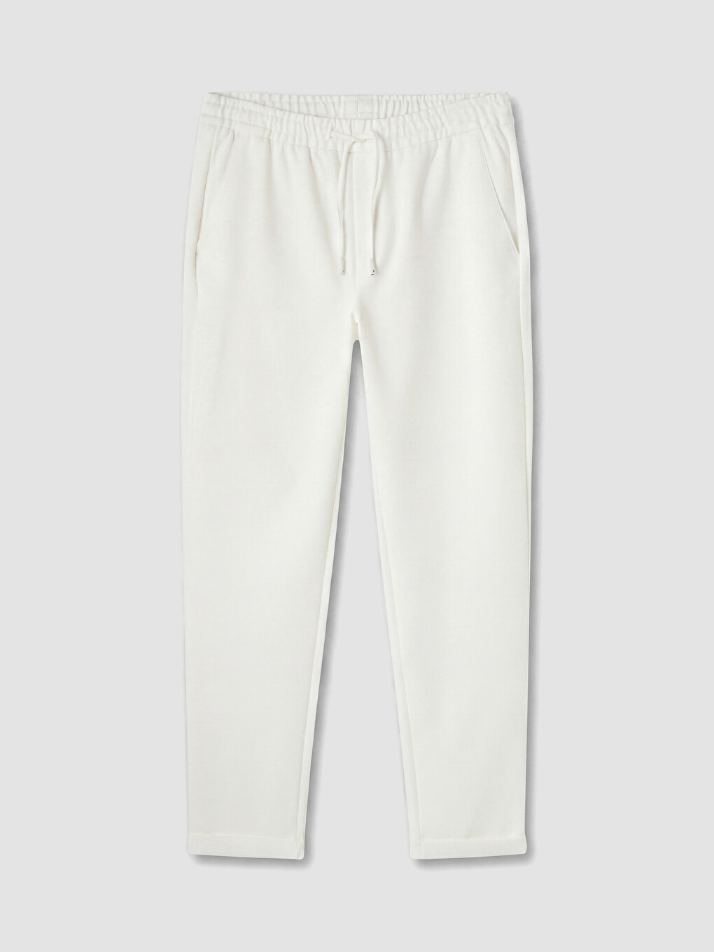 Beyaz Relax Fit Erkek Pantolon-4