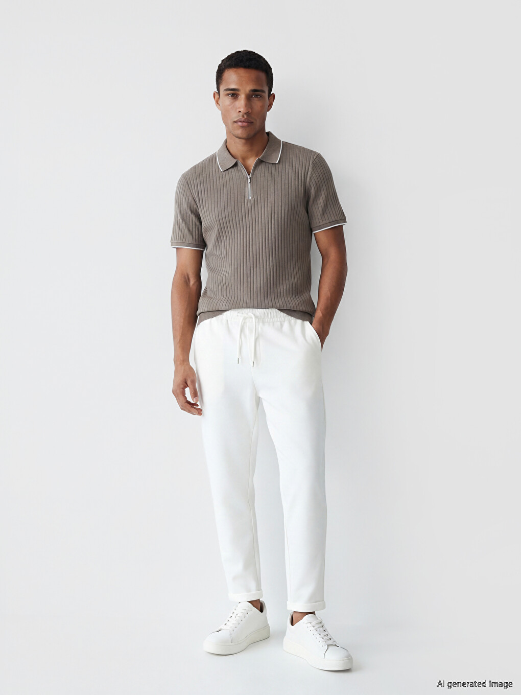 Beyaz Relax Fit Erkek Pantolon