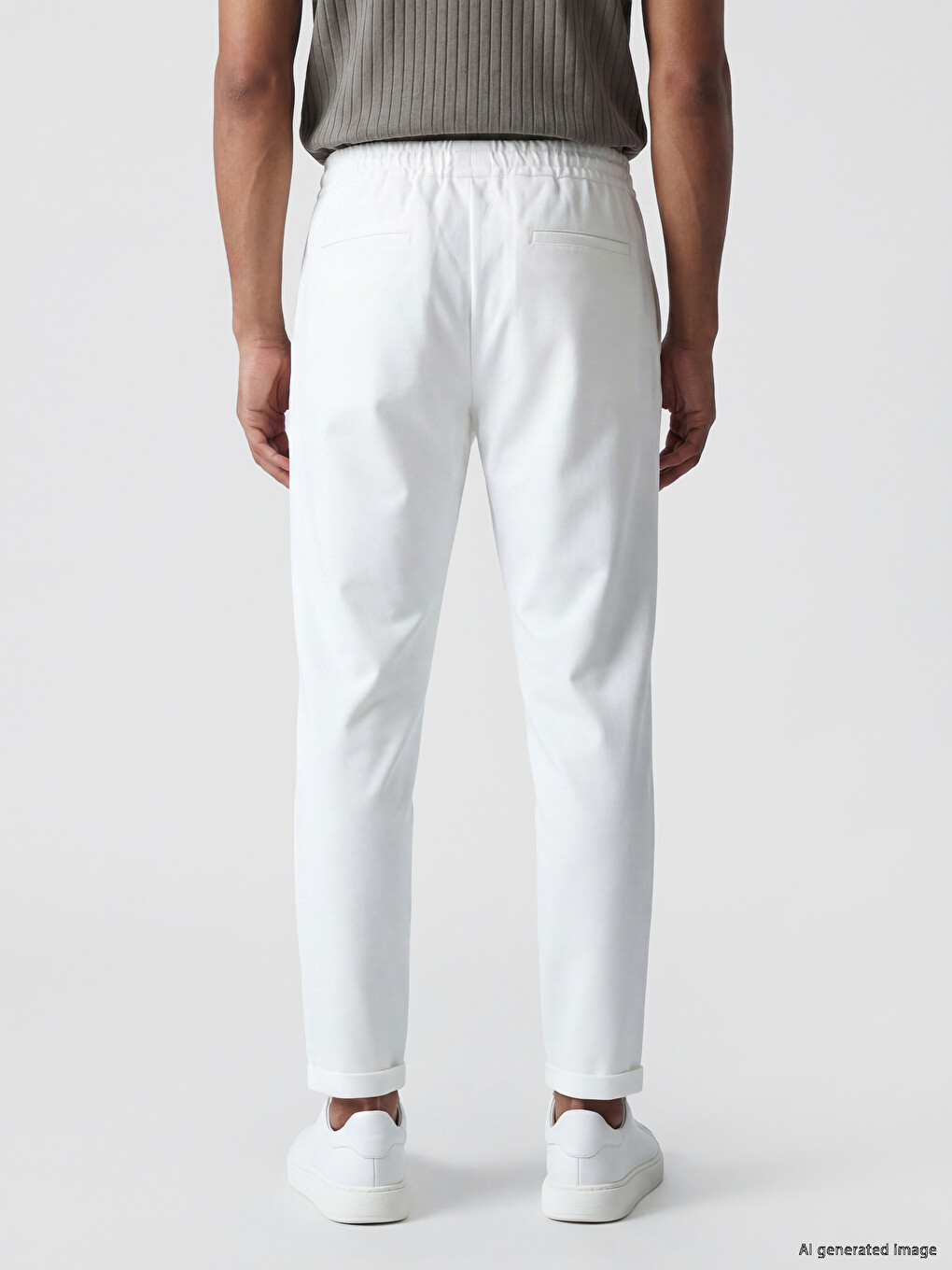 Beyaz Relax Fit Erkek Pantolon-3