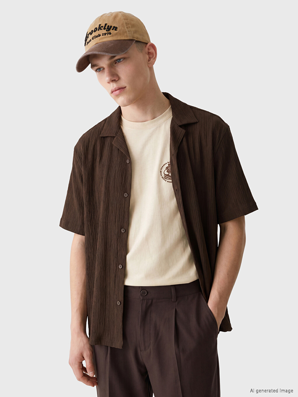 Kahverengi Regular Fit Erkek Gömlek