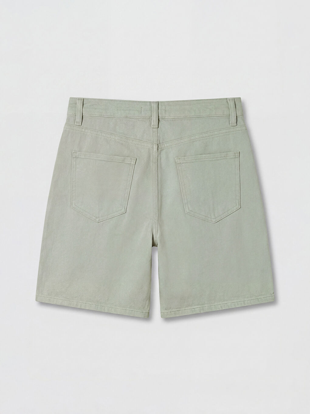 Yeşil Yüksek Bel Bermuda Fit Kadın Jean Şort-1