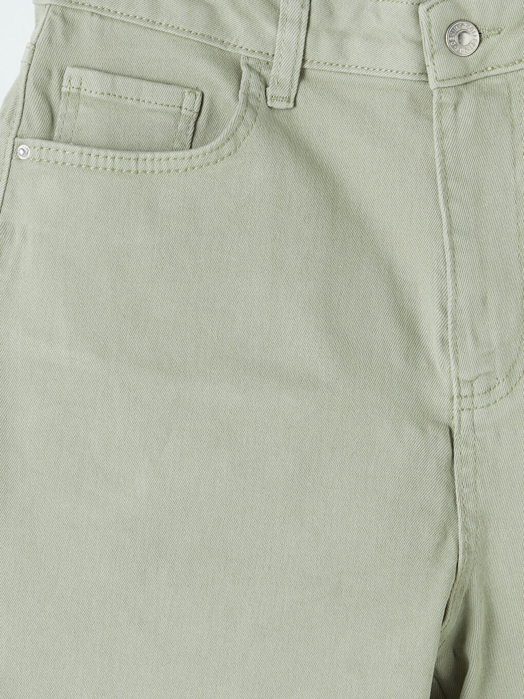 Yeşil Yüksek Bel Bermuda Fit Kadın Jean Şort-2