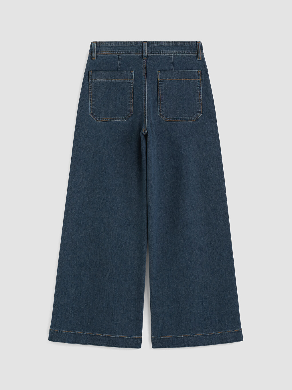 İndigo Yüksek Bel Wideleg Kadın Jean Pantolon-6