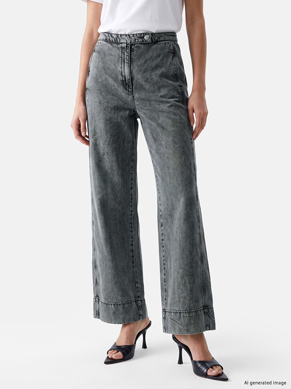 Elastic Waist Wideleg Jean-1