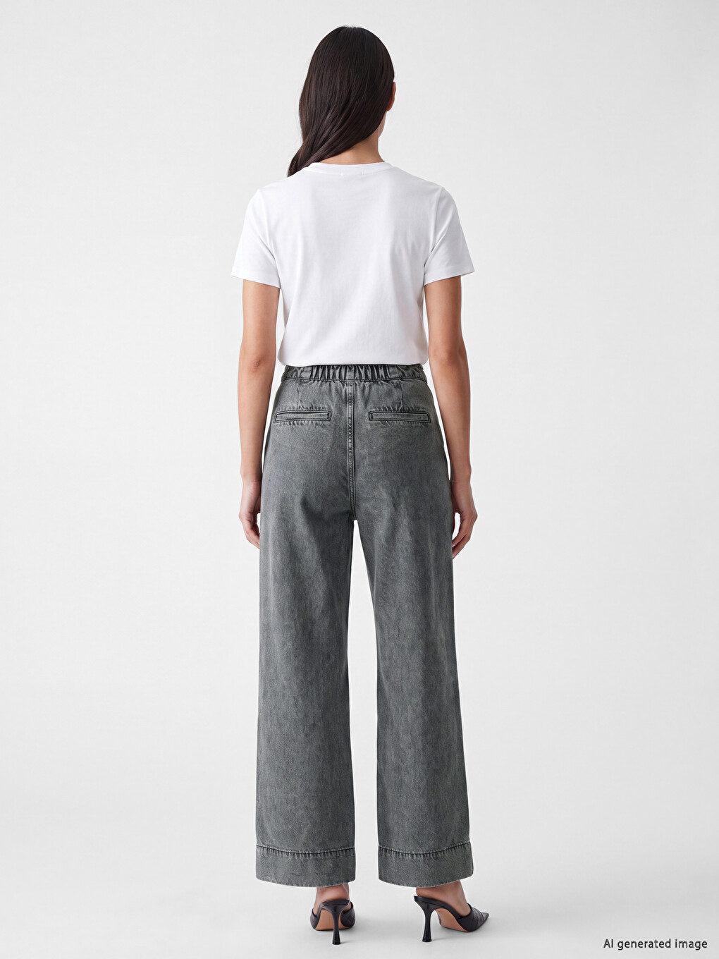 Elastic Waist Wideleg Jean-3