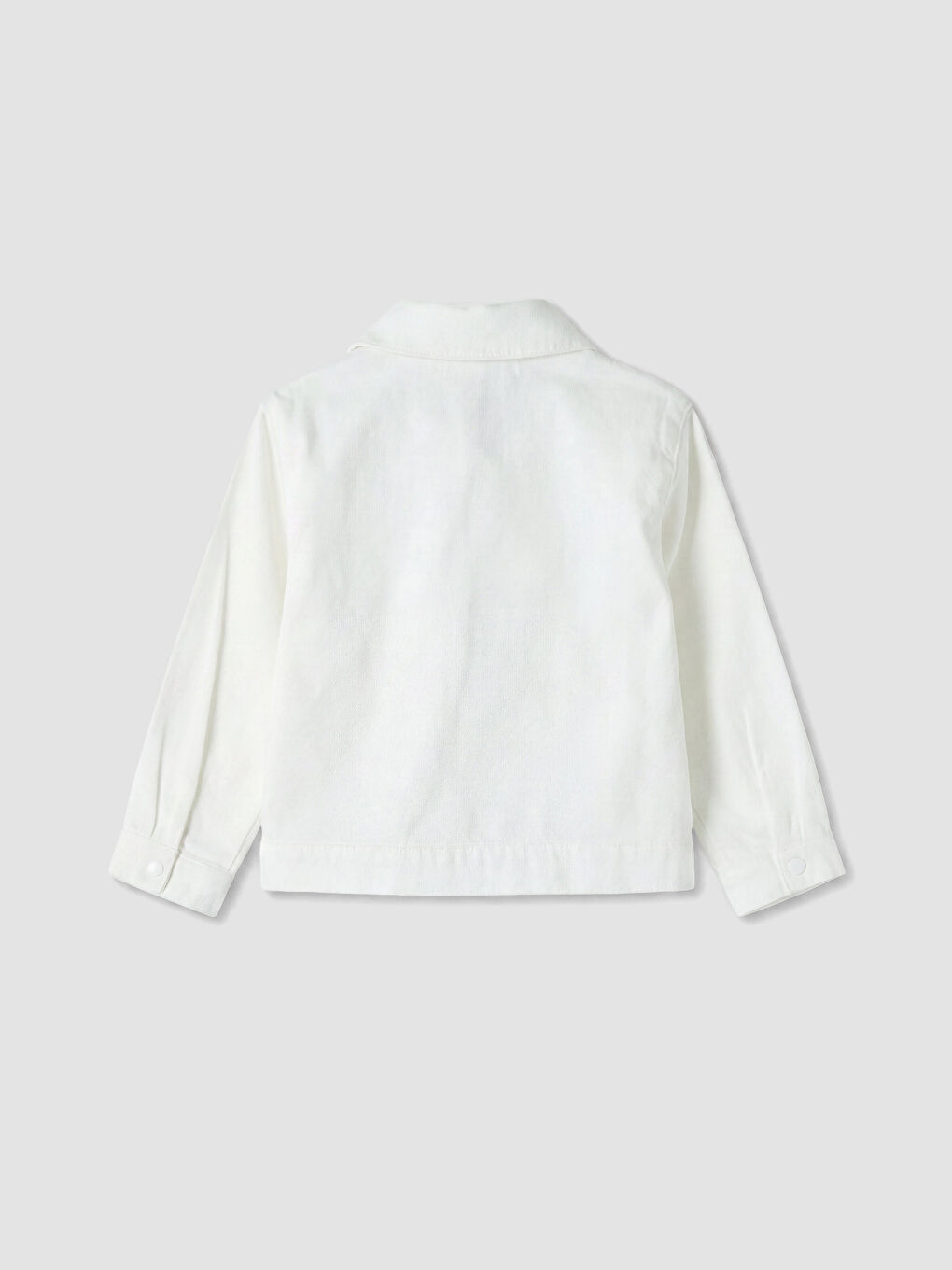Beyaz Gömlek Yaka Kız Çocuk Gabardin Ceket-2